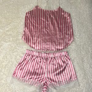 Victorias Secret Striped Satin Pajamas